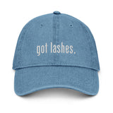 Got lashes.  Denim Hat