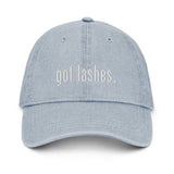 Got lashes.  Denim Hat