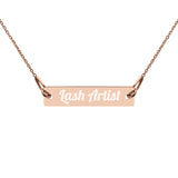 Lash artist Engraved Silver Bar Chain Necklace