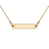 Lash artist Engraved Silver Bar Chain Necklace