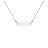 Lash artist Engraved Silver Bar Chain Necklace