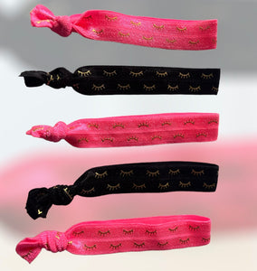 Lash Elastic hair tie pink and black set of 5