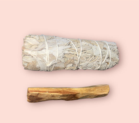 Sage + palo santo bundle 2 pieces holy wood smudging kit