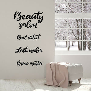 Beauty Salon Vinyl Wall Decal Living Room Lettering Nail Artist Lash Maker Brow Master Wall Stickers Bathroom Nordic Decor W117