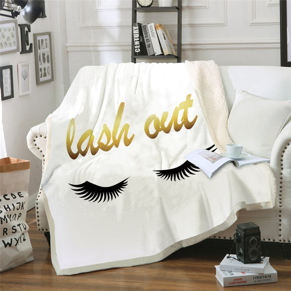 Eye lashes Throw blanket Printed Warm Weighted blankets double layer