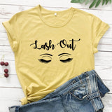 Lash Out Slogan T-Shirt Lash Out Makeup Artist Graphic Cotton Tee Funny Beauty Cosmetologist Gift Grunge tops Beautician t shirt