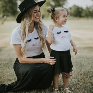 Lashes Mom Baby Girl Matching Shirt T-Shirt Family Outfit Clothes