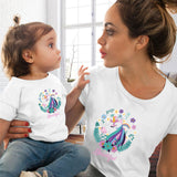 Eye Lashes Red Lips Print Women and Kids T-shirt Funny Family Matching Clothes Summer Mother and Daughter Clothes Casual Tshirt