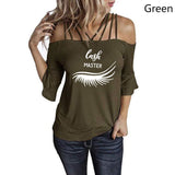 Eye lashes extensions T Shirt  Lash strapless T-shirt Ladies Tops