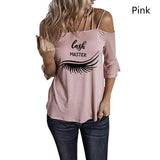 Eye lashes extensions T Shirt  Lash strapless T-shirt Ladies Tops