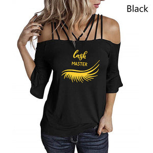 Eye lashes extensions T Shirt  Lash strapless T-shirt Ladies Tops