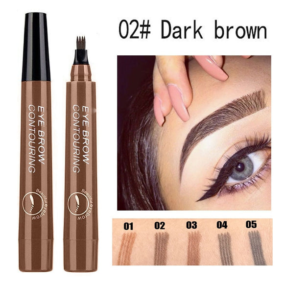 Tattoo Eyebrow 3D liquid Ink Pen waterproof 4 fork pencil brow Eyes Makeup Female Cosmetics 5 Natural Color Available TSLM1