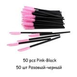 25/50pcs Shiny Disposable Eyelash Brush Applicator Wands Curler Mascara Eyebrow Makeup Tools Spoolers Comb Wands Spoolies Brush