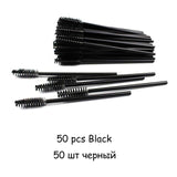 25/50pcs Shiny Disposable Eyelash Brush Applicator Wands Curler Mascara Eyebrow Makeup Tools Spoolers Comb Wands Spoolies Brush