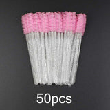 25/50pcs Shiny Disposable Eyelash Brush Applicator Wands Curler Mascara Eyebrow Makeup Tools Spoolers Comb Wands Spoolies Brush