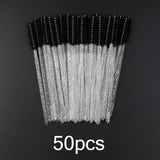 25/50pcs Shiny Disposable Eyelash Brush Applicator Wands Curler Mascara Eyebrow Makeup Tools Spoolers Comb Wands Spoolies Brush