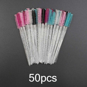 25/50pcs Shiny Disposable Eyelash Brush Applicator Wands Curler Mascara Eyebrow Makeup Tools Spoolers Comb Wands Spoolies Brush