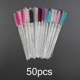 25/50pcs Shiny Disposable Eyelash Brush Applicator Wands Curler Mascara Eyebrow Makeup Tools Spoolers Comb Wands Spoolies Brush