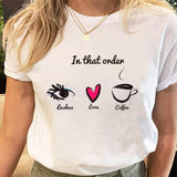 Eye Lashes Print Tees Tshirt Cartoon coffee