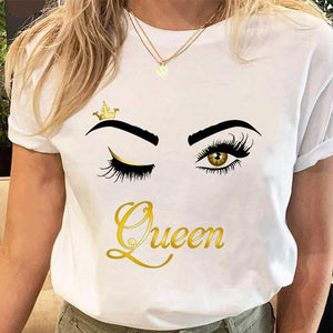 Eye Lashes Print Tees Tshirt Cartoon coffee