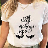 Eye Lashes Print Tees Tshirt Cartoon coffee