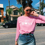 Casual Womens Girl BOSS  Long Sleeve Sweatshirt