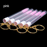 Mascara Tube With Eyelash Wand Gold Chain  Micro lash Spoolie Cleaner Mini Cilia Comb Brushes