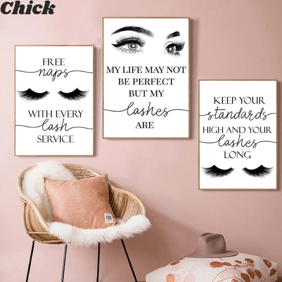 Eyelashes Print Makeup Wall Art Decor Esthetician Gift Lash Bundle Fashion Art Posters Canvas Painting Beauty Salon Decoration