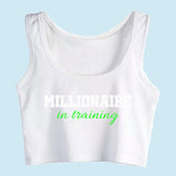 Crop Top Millionaire Business Ceo Entrepreneur Humor White Print Womens Tops blusas mujer de moda 2021 verano Gym Tank Top Women