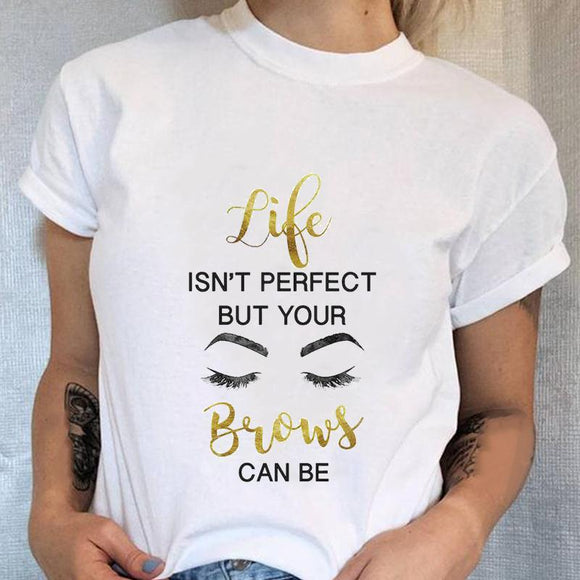 Women 90s Trend Cute Tee Fashion Eye Lashes T-shirt Lady Graphic Top Female T Shirt Cartoon Regular Print Short Sleeve Clothing