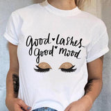 Women 90s Trend Cute Tee Fashion Eye Lashes T-shirt Lady Graphic Top Female T Shirt Cartoon Regular Print Short Sleeve Clothing