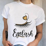 Women 90s Trend Cute Tee Fashion Eye Lashes T-shirt Lady Graphic Top Female T Shirt Cartoon Regular Print Short Sleeve Clothing