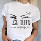 Women 90s Trend Cute Tee Fashion Eye Lashes T-shirt Lady Graphic Top Female T Shirt Cartoon Regular Print Short Sleeve Clothing