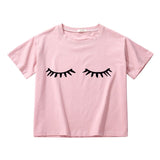 eye lash  crop top women breathable cotton short sleeve t-shirt women O-neck short tee shirt summer top women clothing harajuku