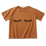 eye lash  crop top women breathable cotton short sleeve t-shirt women O-neck short tee shirt summer top women clothing harajuku