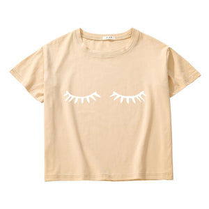 eye lash  crop top women breathable cotton short sleeve t-shirt women O-neck short tee shirt summer top women clothing harajuku