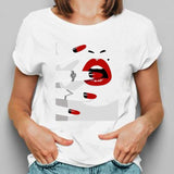 Women Tee Lashes Make Up Cute Love Fashion T Shirt Female Cartoon Short Sleeve Ladies Graphic T-shirt O-neck Print Top Clothing