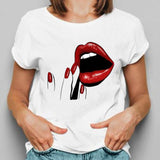 Women Tee Lashes Make Up Cute Love Fashion T Shirt Female Cartoon Short Sleeve Ladies Graphic T-shirt O-neck Print Top Clothing