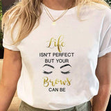 Eye Lashes Print Tees Tshirt Clothes  Tops Print Ladies T-Shirt