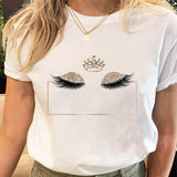 Eye Lashes Print Tees Tshirt Clothes  Tops Print Ladies T-Shirt