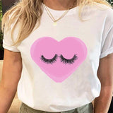 Eye Lashes Print Tees Tshirt Clothes  Tops Print Ladies T-Shirt