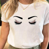 Eye Lashes Print Tees Tshirt Clothes  Tops Print Ladies T-Shirt