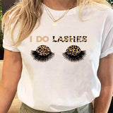 Eye Lashes Print Tees Tshirt Clothes  Tops Print Ladies T-Shirt