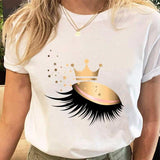 Eye Lashes Print Tees Tshirt Clothes  Tops Print Ladies T-Shirt