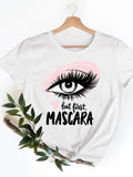 Casual Ladies T-shirts Clothing Short Sleeve Clothes Fashion Eye Lashes Letter Trend Summer Women T Female Graphic Tee