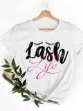 Casual Ladies T-shirts Clothing Short Sleeve Clothes Fashion Eye Lashes Letter Trend Summer Women T Female Graphic Tee