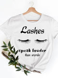 Casual Ladies T-shirts Clothing Short Sleeve Clothes Fashion Eye Lashes Letter Trend Summer Women T Female Graphic Tee