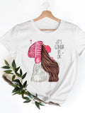 Casual Ladies T-shirts Clothing Short Sleeve Clothes Fashion Eye Lashes Letter Trend Summer Women T Female Graphic Tee