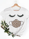 Casual Ladies T-shirts Clothing Short Sleeve Clothes Fashion Eye Lashes Letter Trend Summer Women T Female Graphic Tee