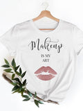 Casual Ladies T-shirts Clothing Short Sleeve Clothes Fashion Eye Lashes Letter Trend Summer Women T Female Graphic Tee